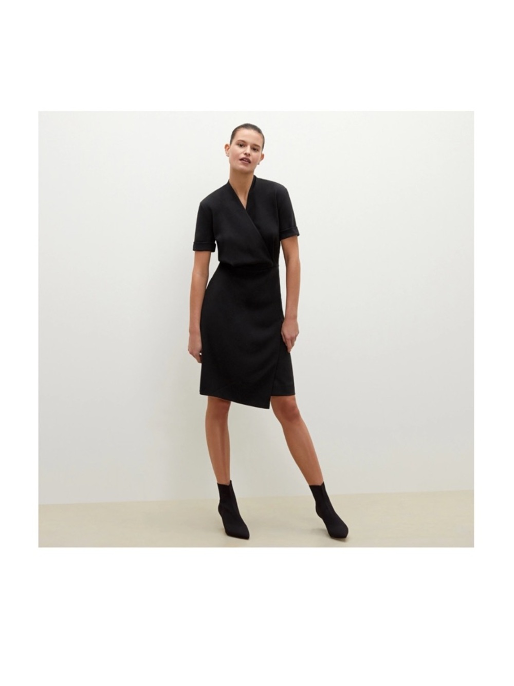 MM Lafleur Black Short-Sleeve Wrap Dress